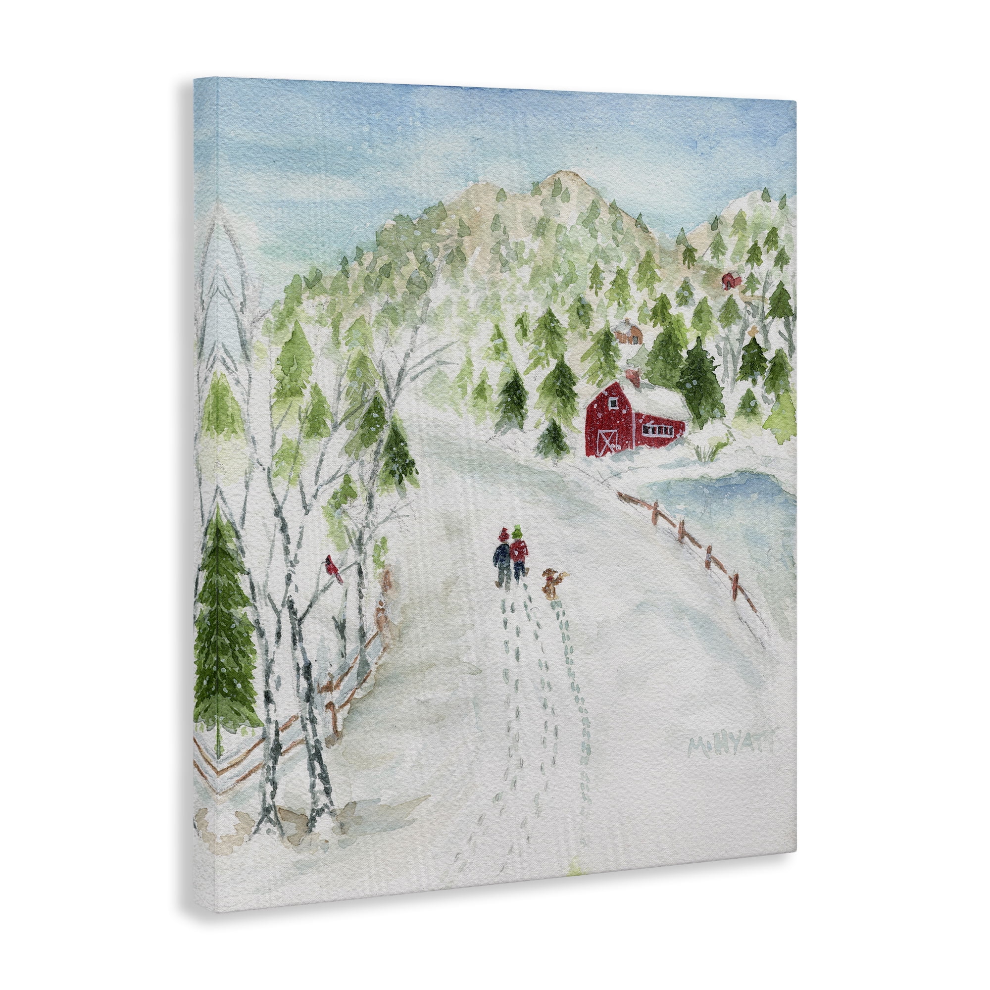 Stupell Industries Steps in Country Snow Holiday Painting Gallery Wrapped Canvas Art Print Wall Art, 30 x 40
