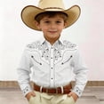 thumbnail image 2 of PRfgtbd Boys Western Cowboy Shirts Printed Retro Long Sleeve Button Down Shirts Turndown Collar Casual Blouse Tops Children's Wear Stylish Party Wear, 2 of 4