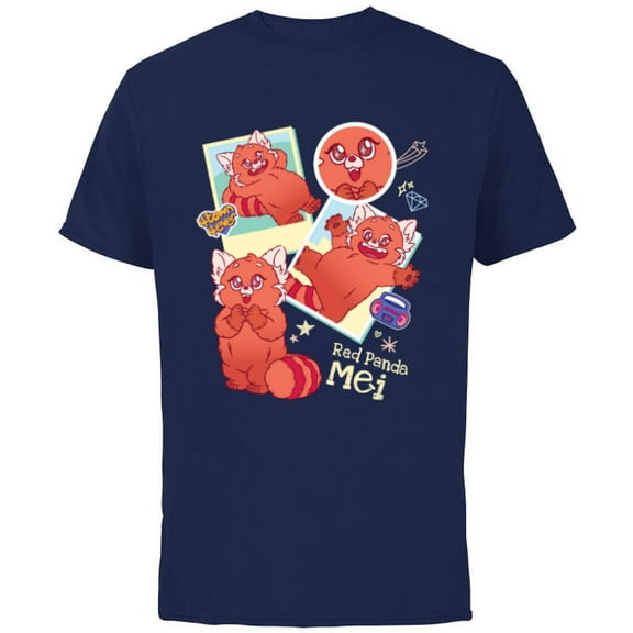 Disney and Pixar’s Turning Red Panda Mei Cute 4*Town 4Ever - Short Sleeve Cotton T-Shirt for Adults - Customized-Navy