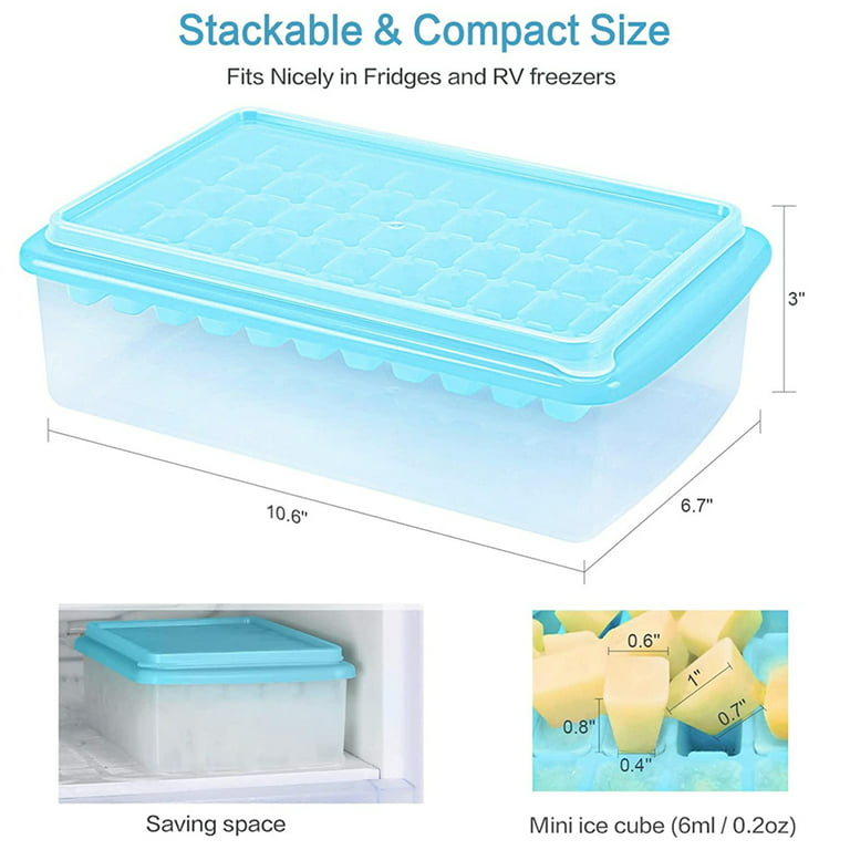 OSQI Mini Ice Cube Trays for Freezer - 4 Pack Tiny Ice Cube Tray with Lid  and Bin, 104x4 PCS Crushed Ice Trays Easy Release,Chilling Drinks Coffee  Cocktail( Ice Bin & Ice