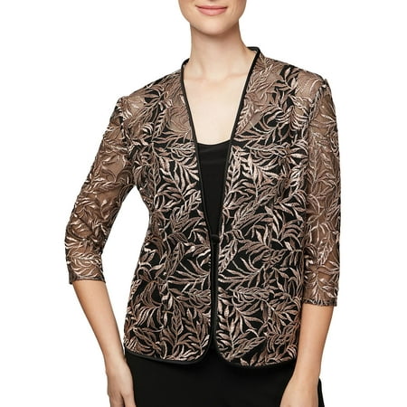 Alex Evenings Sleeveless - Plus Three-Quarter Sleeve Embroidered Twinset