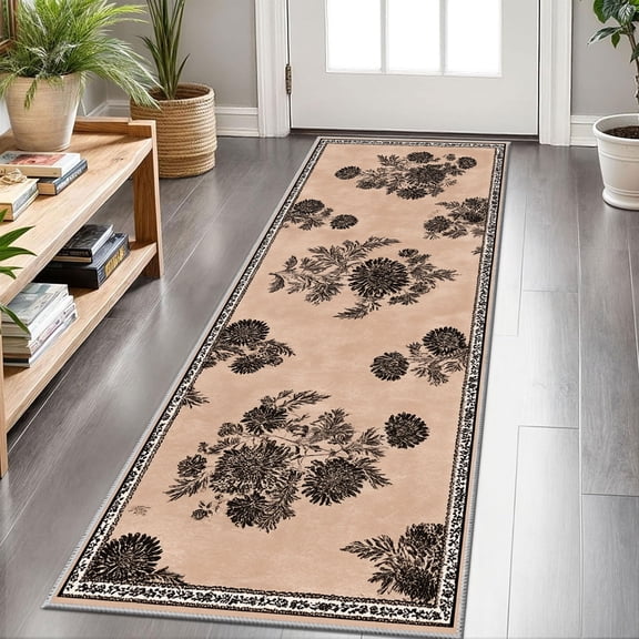 2x6 FT Kitchen Runner Rugs Non Skid Washable, Faux Wool Rug Runners for Hallways Bathroom Carpet Runner, Soft Indoor Modern Floor Rug for Entryway Laundry Room