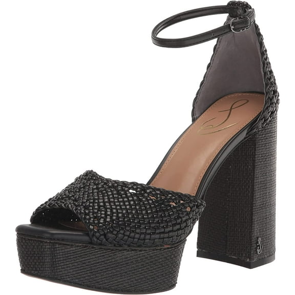 Sam Edelman Women's Nattie Platform Heels Black Woven Nappa 9.5M