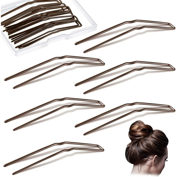 36 Pieces U Shaped Hair Pins Ballet Buns Bobby Pins U Hair Styling Pins Metal U Bun Hair Pins for Updo Bun Bobby Pins for Women Lady Thick Thin Long Curly Hair(3 Inches,Brown)