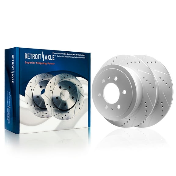 Detroit Axle - 13.69" inch Rear Drilled & Slotted Disc Brake Rotors for 2004-2011 Ford F-150 Lobo 2006-2008 Lincoln Mark LT