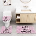 thumbnail image 4 of 4PC Pink and Gold Let''s Get Naked Shower Curtain Sets Diamond Coloful Bathroom Decor with Rugs, Non-Slip Rug,Toilet Lid Cover, Bath Mat and 12 Hooks 72x72 inches, 4 of 6