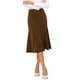 thumbnail image 1 of Faldas acampanadas de cintura alta INSPIRE CHIC para mujeres, falda midi de color sólido de negocios casual de los años 1950, marrón, 1 of 6