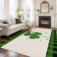 thumbnail image 2 of Large Area Rugs for Living Room Bedroom, St. Patrick's Day 6'x9' Rug Washable Carpet Runner Indoor Outdoor, Green Shamrock Leaves Love Plaid Beige Non Slip Floor Mats Rug for Kitchen, Playroom, 2 of 8