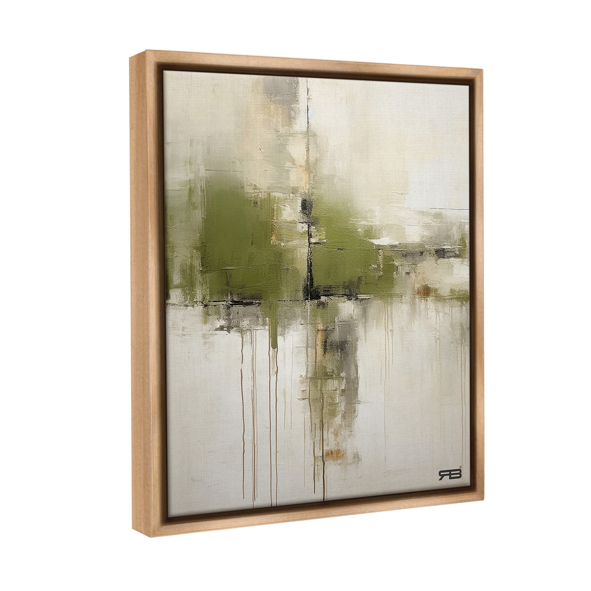 Stupell Industries Modern Paint Drip Horizon Abstract Painting Brown Floater Framed Canvas Art Print Wall Art, 17 x 21