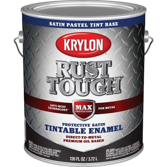 Krylon Rust Tough DTM Oil-Based Satin Rust Control Enamel, Pastel Base, 1 Gal.