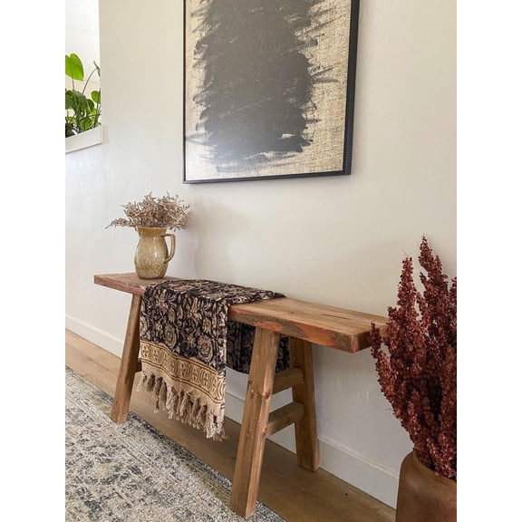 A And E Textiles House Sofa Décor Room Décor Handmade Throw Handblock print Throw Cotton Throw Blanket Tassels Hand Loomed Block Print Cotton Sofa Throw