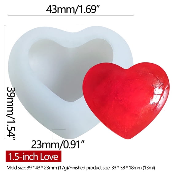 Aooww Heart Silicone Mold Candy Molds For Chocolate Bombs, Cookie Decor, Pastry, Cake, Jelly, Valentine’s Day 3D Heart Shape DIY Casting Craft For Epoxy Resin Art, Candles, Handmade Soap Making,S
