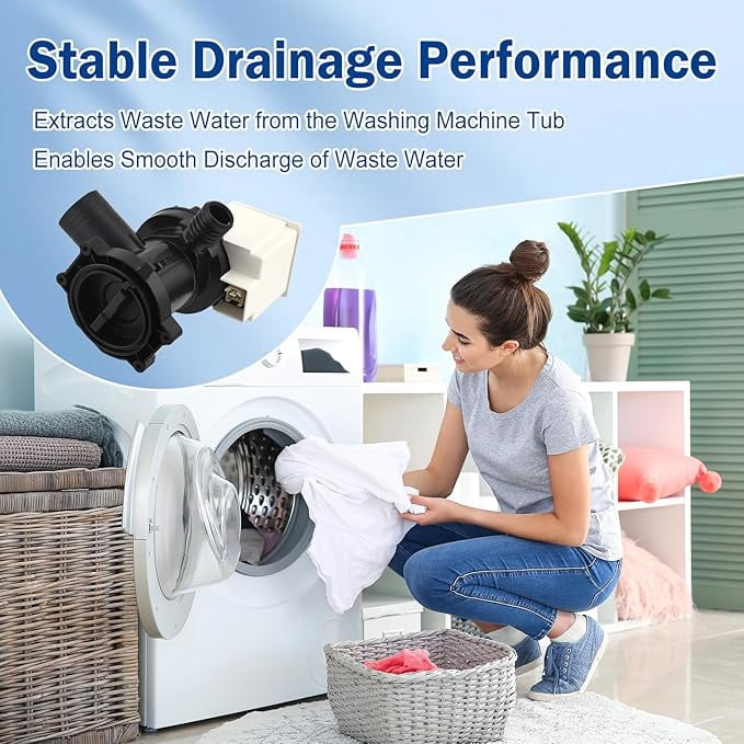 Aniceparthy W10465252 Washer Drain Pump Compatible with Whirlpool Maytag MHWC7500YW0 WFC7500VW0 WFC7500VW1, Replace WPW10465252, AP6021852, PS11755180, W10192988