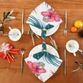 thumbnail image 4 of GZHJMY Set of 1 Hawaiian Floral Tropical Leaves Exotic Flower Jungle Palm Leaf Monstera Hibiscus Cloth Napkins Washable Polyester Dinner Napkins 20"X20" for Dining Table Wedding Party Fall Holidays, 4 of 7
