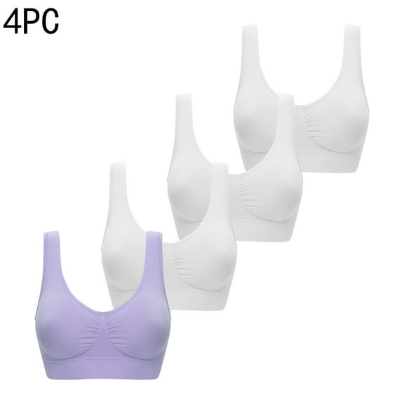 LLYWEY Wireless Breathable Bra Wire-Free Push up Bras Women Ladies Convertible Bra Style-1432 Women's Plus Double Support Bra Feature Adult Female Sports Sports Bras Purples 40B