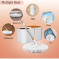 thumbnail image 2 of Floor Spin Mop and Bucket Set with Wringer System Extended Stainless Steel Handle for Home Floor Cleaning Use with 5 Replacement Head Refill and 1 Cleaning Brush Head, 2 of 4