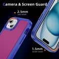 thumbnail image 6 of for iPhone 13 Hybrid Case [Military Grade Drop Tested] Heavy-Duty Tough Rugged Shockproof Anti-Slip Camera Lens Raised Protective Case - iPhone 13, Blue+Rose, 6 of 8