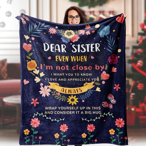 1 Pc Sister Gifts Blanket, Sister Gifts From Sister, Sister Birthday Gifts, Gifts For Sister, Valentines Day Gifts For Sister, To My Sister Gifts Throw Blanket 60'' X 80'', Soft Flannel Blanket