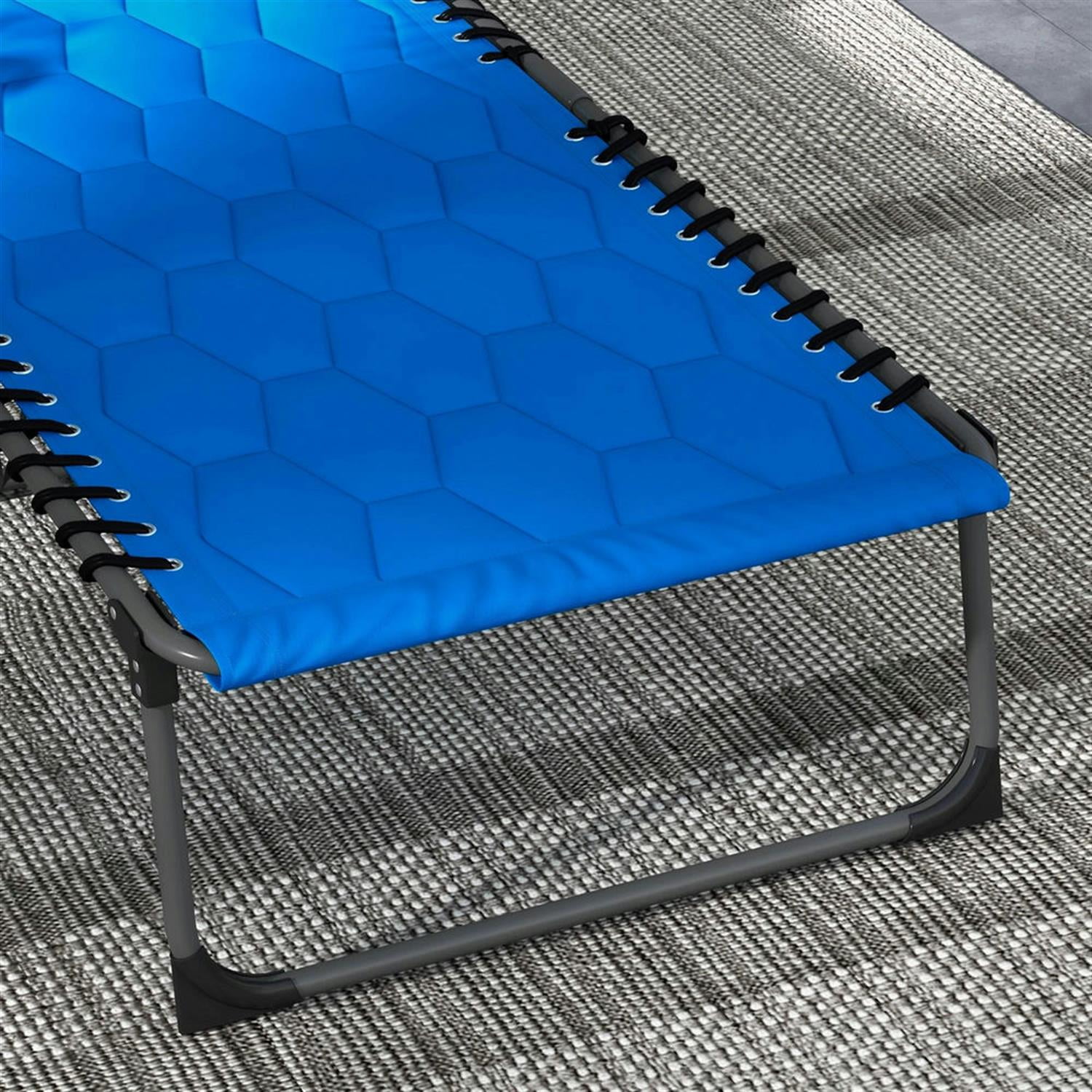 Demi Bonn 2 Piece Folding Chaise Lounge Set with Reclining Back, Portable Outdoor Patio Furniture for Beach, Yard, Blue