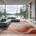 thumbnail image 2 of ODIKA 8'x10' Washable Area Rug Non-Slip Chair-Friendly Mat Peach Gradient Swirling Wave Abstract Ripple Motif Pastel Ombre Design for Dining Room, Large Office, Lounge, 2 of 7