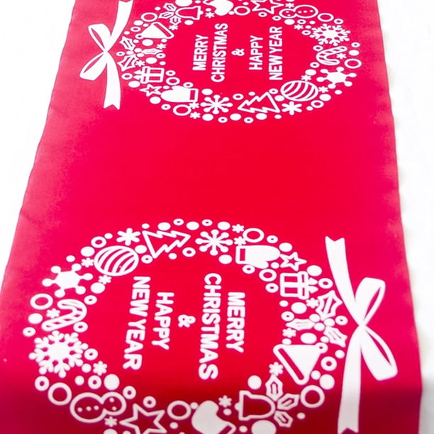 Camino de mesa con temática navideña, mantel impreso, corredor de mesa de comedor para restaurante en casa, rojo, corona navideña Inevent HA8992-02B