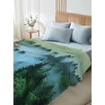 thumbnail image 5 of Twin Flat Sheet 66"x96", Mountain Soft Lightweight Bedding Flat Sheets Only, Forest Green Trees Modern Art Brushed Microfiber Top Bed Sheet, Breathable StainResistant Bedsheets, 5 of 9