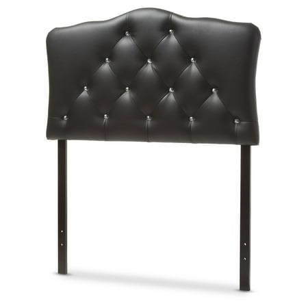 Beautiful Scalloped - Baxton Studio Rita Modern and Contemporary Upholstered Button-Tufted Scalloped Twin Size Headboard, Multiple Finishes