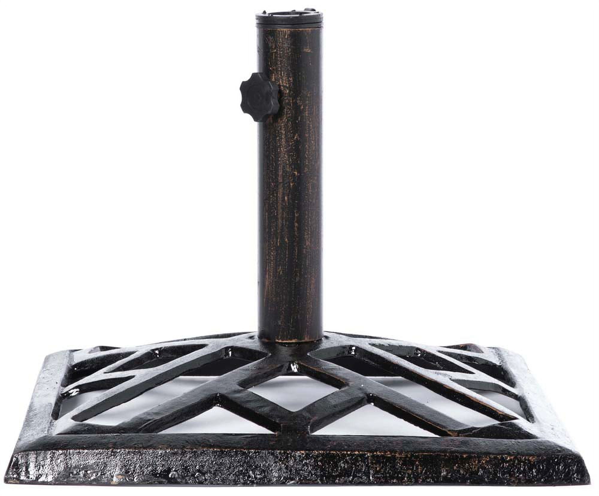 Gardenised QI003816 17.25 x 13 in. Square Cast Iron Umbrella Base Stand, Bronze