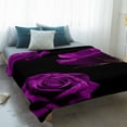 thumbnail image 4 of Purple Rose Blanket Soft Cozy Warm Throw Blanket for Couch, Plush Fuzzy Flannel Fleece Blankets for Sofa, Vintage Abstract Garden Flower Floral Black Bed Blankets Lightweight Gifts for Women, 40"x50", 4 of 9