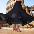 thumbnail image 2 of Flowy Maxi Skirts for Women Solid Layered Spanish Traditional Festival Dance Skirt Black L, 2 of 5