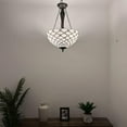 thumbnail image 2 of Tiffany Pendant Lights Ceiling Light White Stained Glass Crystal Beans LED Bulbs Included for Dining Room Living Room Bedroom 16"W*16"D*60"H, 2 of 8