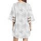thumbnail image 4 of Moda Mujer Verano Impresión Causal V-Cuello 1/2 Manga Vacaciones Mini Vestido Fridja  yut3133, 4 of 9
