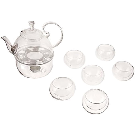 Fiore Borosilicate Blooming Teapot and Glass Set$$Home Decor, Kitchen, & Other
