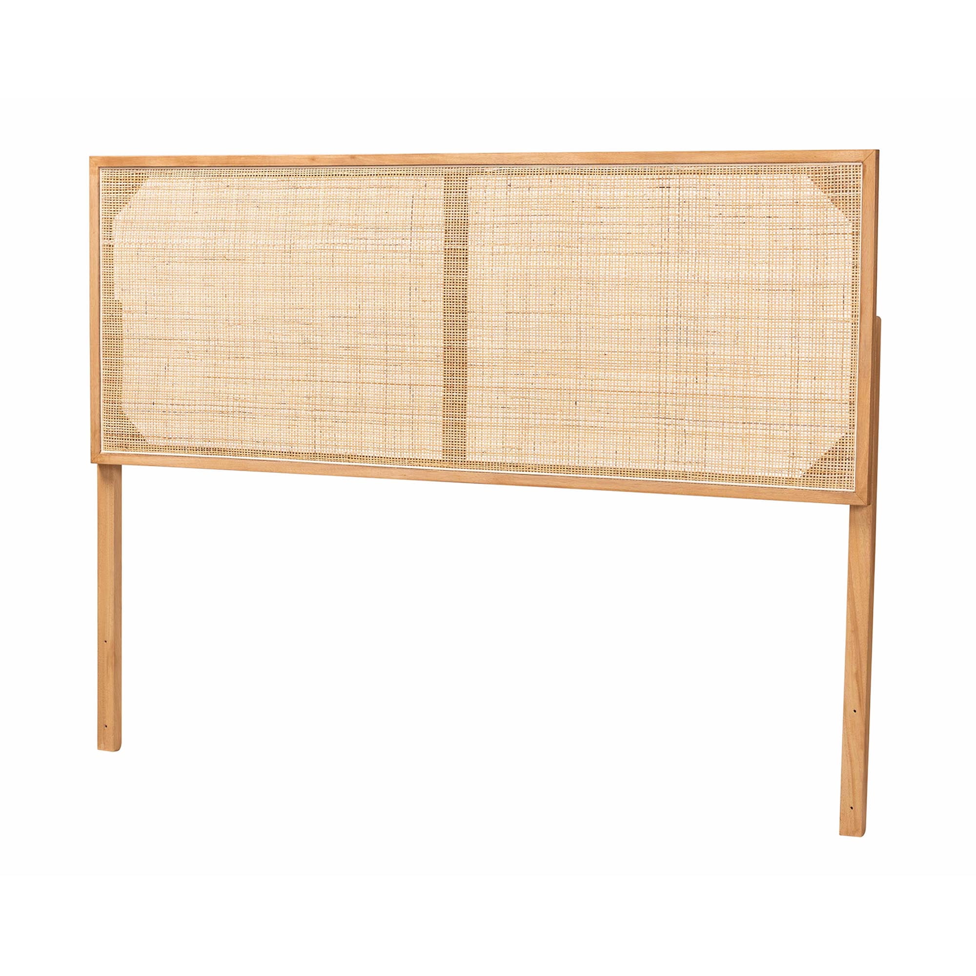 bali & pari Aurelia Rattan and Bayur Wood BOHO Headboard, Queen Size, Natural Brown