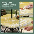 thumbnail image 5 of Round Outdoor Tablecloth with Umbrella Hole and Zipper, Vintage Mustard Yellow Tablecloth with Elastic Waterproof, Farmhouse Florals Leaf Coastal Sweet Home Patio Table Covers for 31" - 35" Tables, 5 of 9