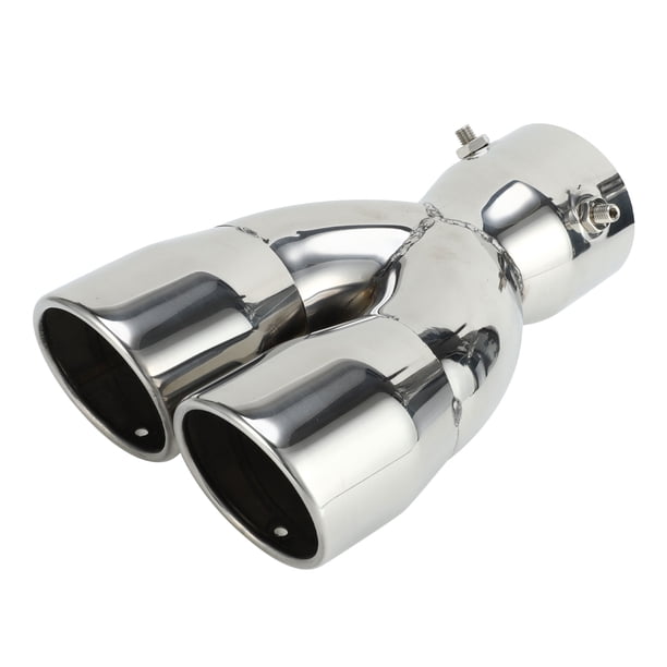 Doble Salidas Recto Unique Bargains Tubo Cromado Cola de Escape 75mm de Entrada 3