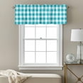 thumbnail image 3 of Turquoise Checkered Kitchen Curtain Valances for Windows Farmhouse Short Curtains, Farmhouse Buffalo Plaid Rod Pocket Valance Curtain for Bedroom Cafe Living Room 42"x18", 3 of 8