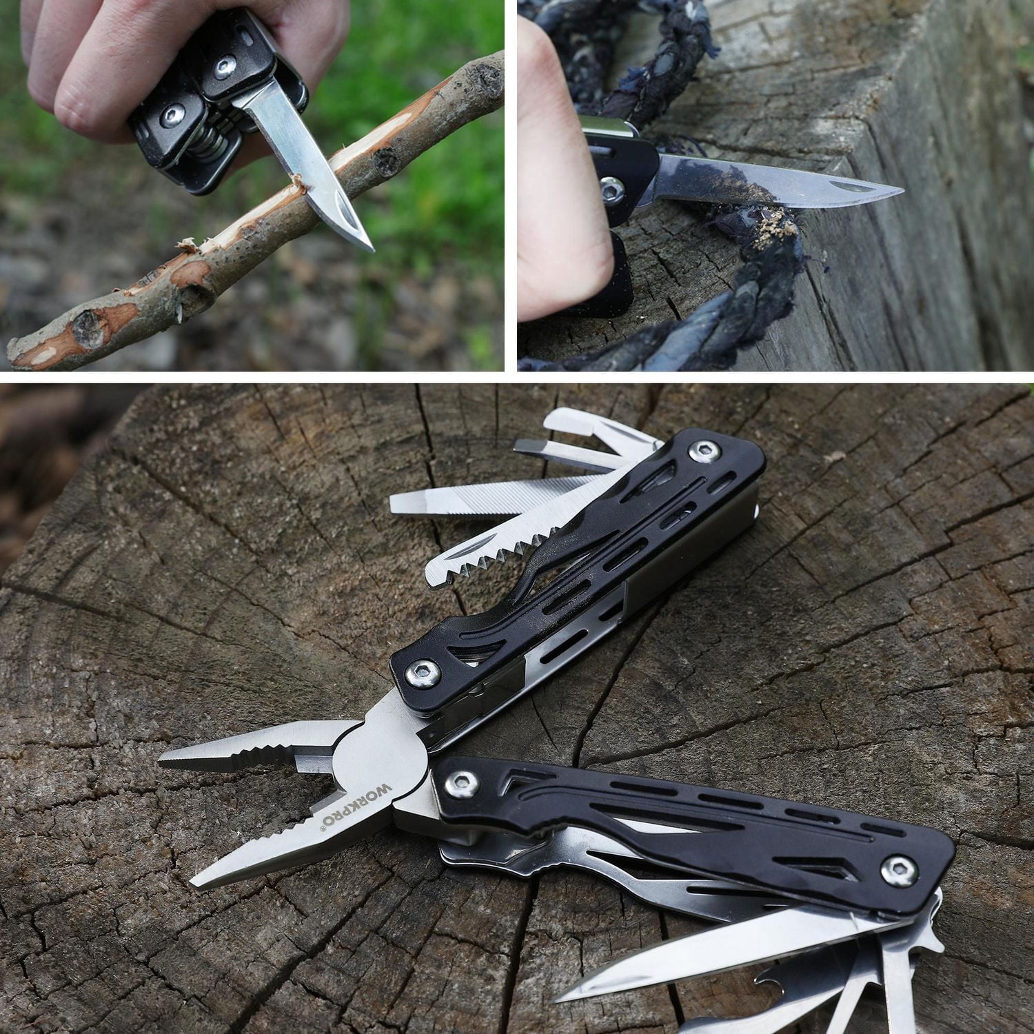 WorkPro 12-IN-1 Multi Tool,Aluminum handle, Pouch included