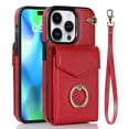thumbnail image 1 of Elegante funda multifuncional tipo cartera para iPhone 14 Pro Max con correas, ranura para tarjetas, soporte para anillo, protección para cámara, material de PU, a prueba de golpes, anti-th, 1 of 5