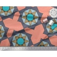 thumbnail image 3 of Soimoi Orange Poly Georgette Fabric Geometrical Star Geometric Fabric Prints By Yard 52 Inch Wide, 3 of 3