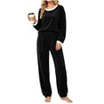 thumbnail image 4 of Pajama Set for Women Loose Solid And Winter Underwear Loungewar Thick And Velvet Warm Long Sleeves Top Pants Pajama Sets, 4 of 8