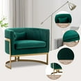 thumbnail image 2 of Andeworld Modern Upholstered Velvet Accent Chair Wide Arm Chair for Living Room Bedroom Leisure Chair Barrel Chair Green with Gold Legs, 2 of 6