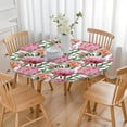 thumbnail image 3 of Pioneer Flower Floral Print Pattern Round Fitted Tablecloth with Elastic Edge,Dining Table Cover Waterproof,Outdoor Round Tablecloth for Camping,Dining,Indoor and Outdoor, 3 of 7