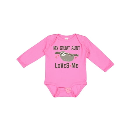 

Inktastic My Great Aunt Loves Me Sloth Gift Baby Girl Long Sleeve Bodysuit