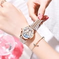 thumbnail image 5 of Women's Sapphire Watches Automatic Mechanical Gold Bracelet Ladies Skeleton Wrist Watch, 5 of 6