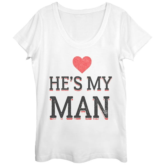 Women's Lost Gods He's My Man  Scoop Neck White Large