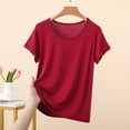 thumbnail image 2 of Ayfxijin Women's Fashion Short Sleeve Crew Neck Top, Summer Solid Color Modal Comfort Casual Blouse, 2 of 5