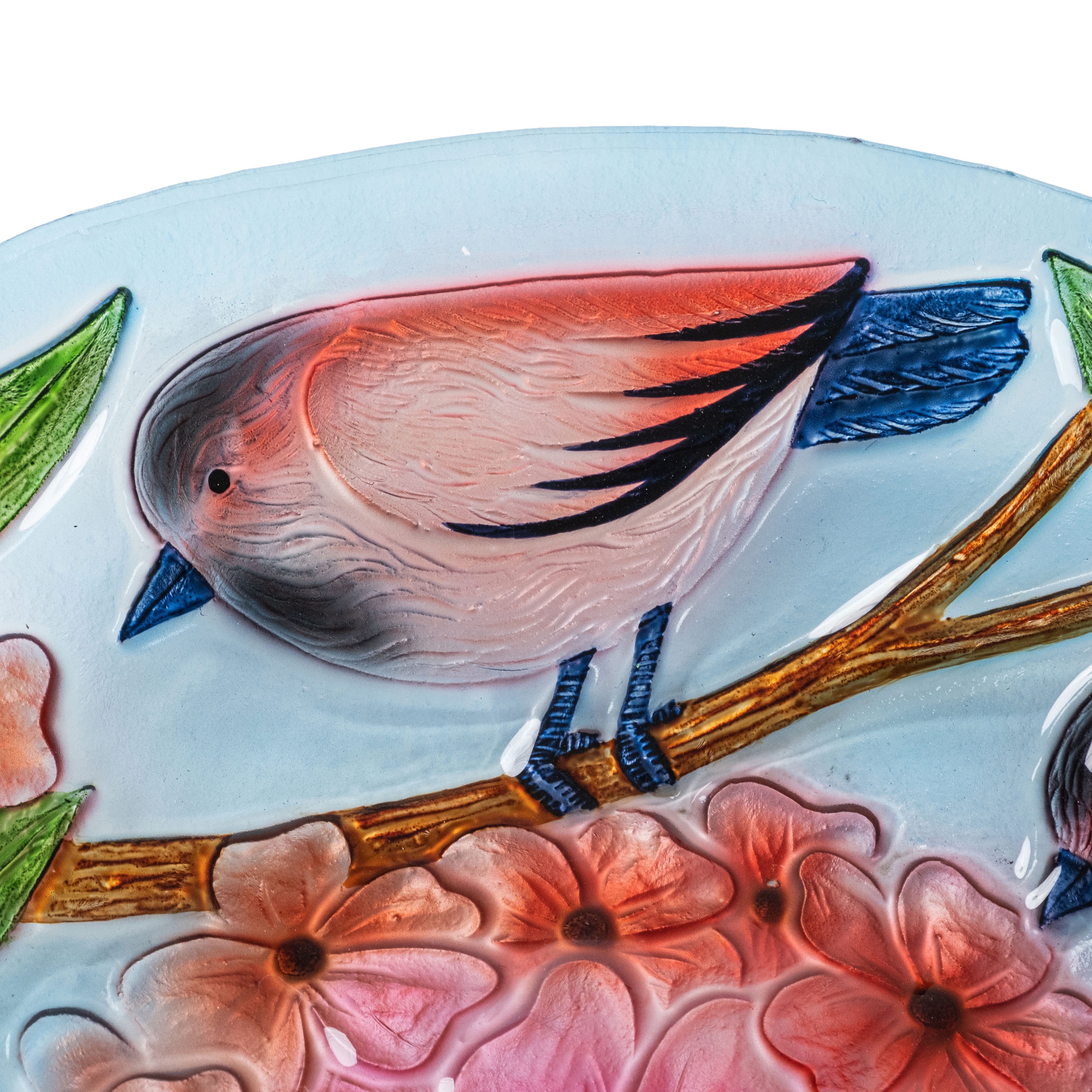Teamson Home 17.8" Fusion Glass Bird Design Birdbath with Metal Stand, Multi