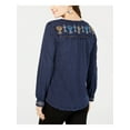thumbnail image 2 of STYLE & COMPANY Womens Navy Cotton Long Sleeve Top Size: S, 2 of 2