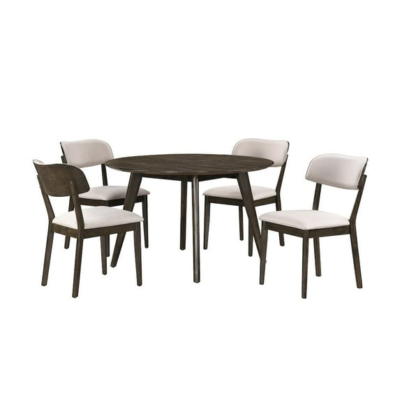 New Classic Furniture Rex 5-Piece Wood Round Dining Set in Walnut